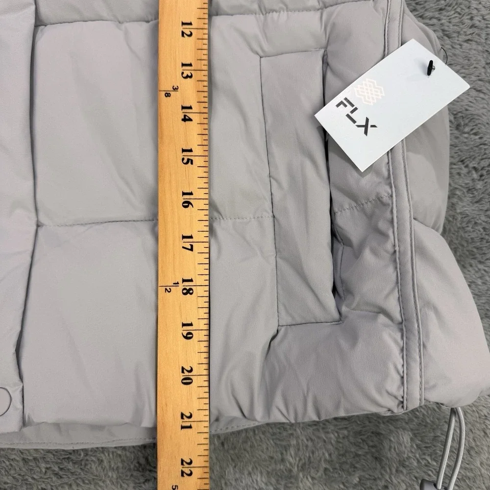 FLX Cropped Puffer Vest Women‎ XL Peri Gray Nylon NWT